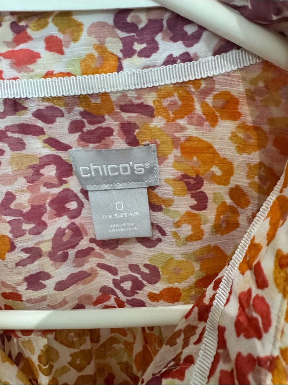 Chico's Multicolor Pink & Orange Leopard-Print Blouse